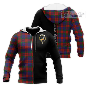 Skene of Cromar Tartan Knitted Hoodie with Family Crest and Half Of Me Style