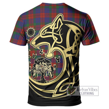 Skene of Cromar Tartan T-Shirt with Family Crest Celtic Wolf Style