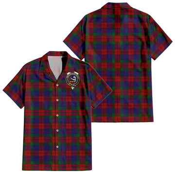 Skene of Cromar Tartan Short Sleeve Button Down Shirt with Family Crest