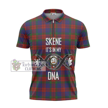 Skene of Cromar Tartan Zipper Polo Shirt with Family Crest DNA In Me Style