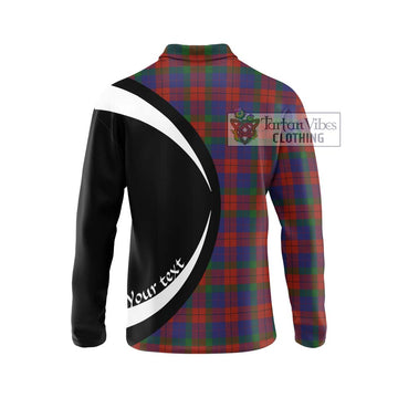 Skene of Cromar Tartan Long Sleeve Polo Shirt with Family Crest Circle Style