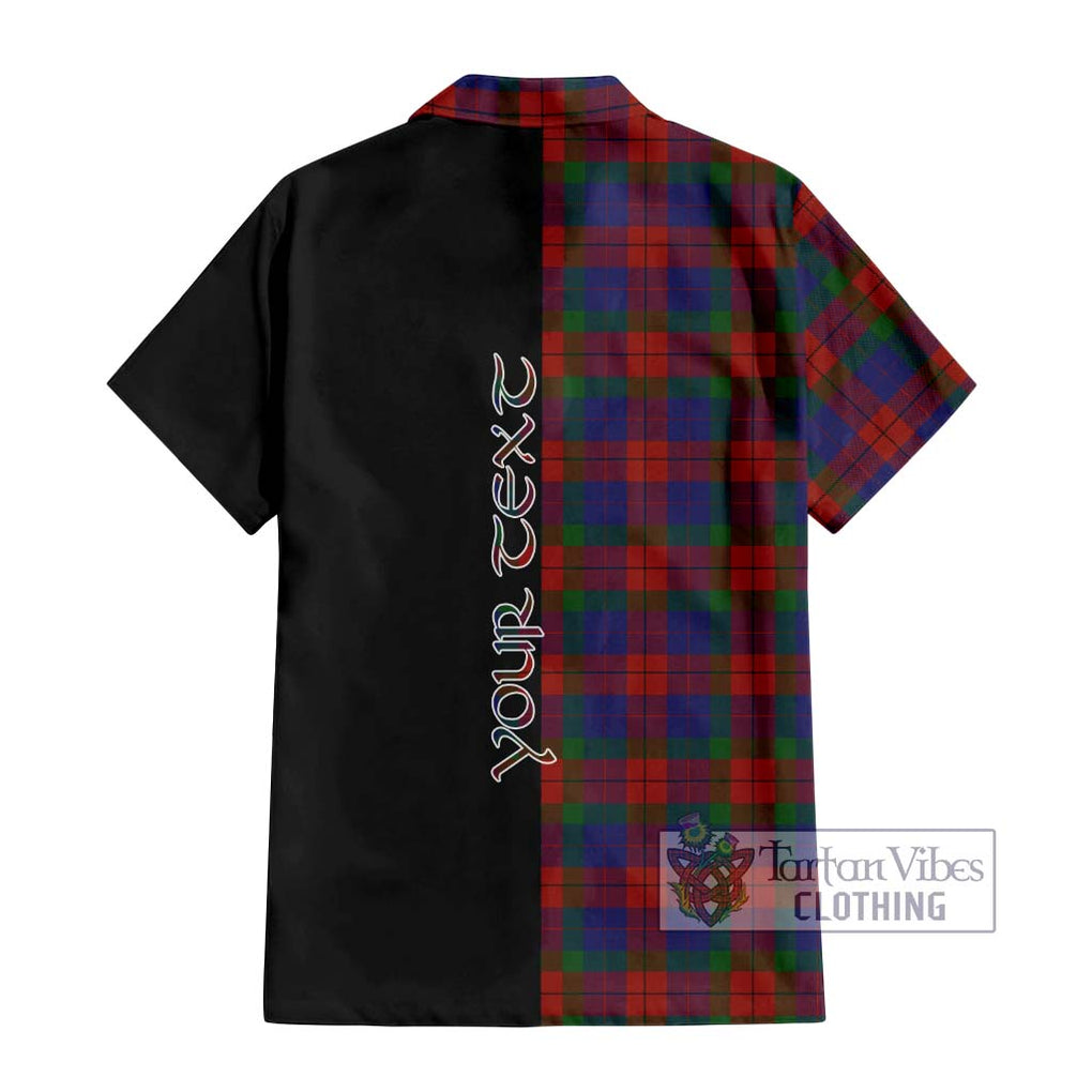 Skene of Cromar Tartan Short Sleeve Button Shirt with Family Crest and Half Of Me Style - Tartanvibesclothing Shop