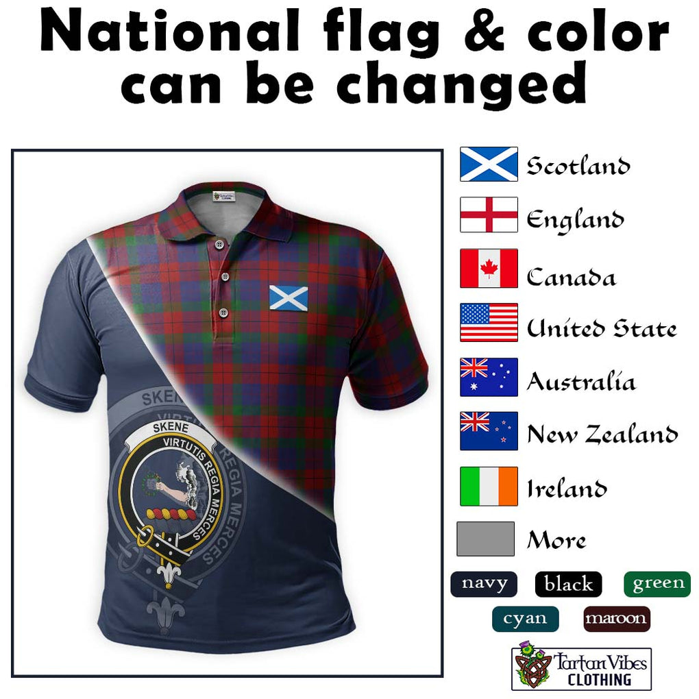 Skene of Cromar Tartan Polo Shirt with Personalised National Flag and Family Crest Half Style - Tartanvibesclothing Shop