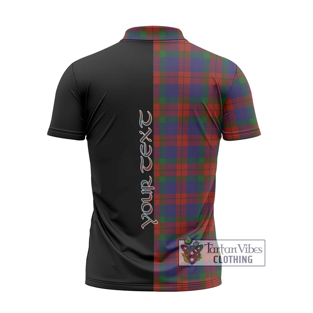 Skene of Cromar Tartan Zipper Polo Shirt with Family Crest and Half Of Me Style - Tartanvibesclothing Shop