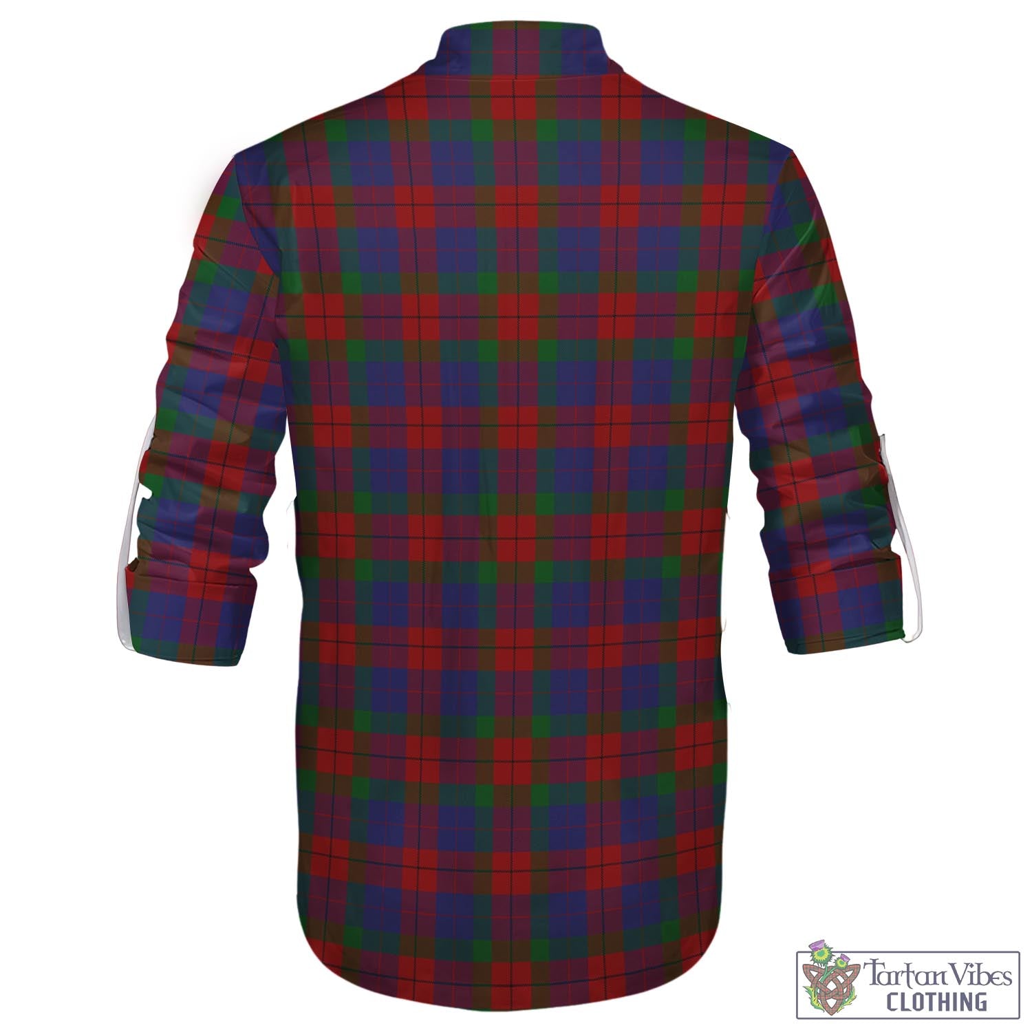 Tartan Vibes Clothing Skene of Cromar Tartan Men's Scottish Traditional Jacobite Ghillie Kilt Shirt with Family Crest