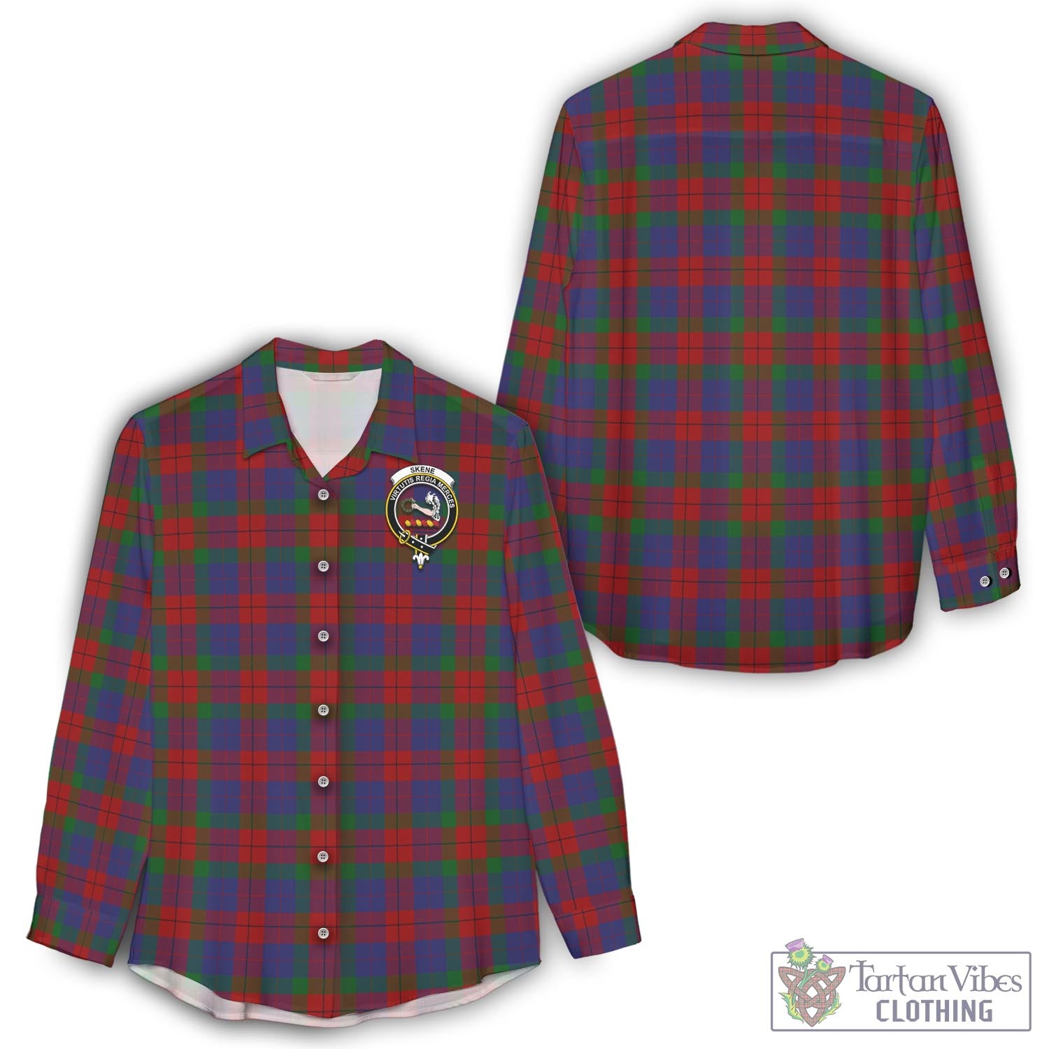 Tartan Vibes Clothing Skene of Cromar Tartan Womens Casual Shirt with Family Crest