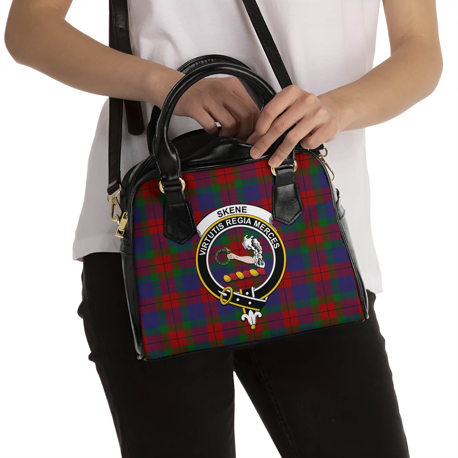 Skene of Cromar Tartan Shoulder Handbags with Family Crest - Tartanvibesclothing