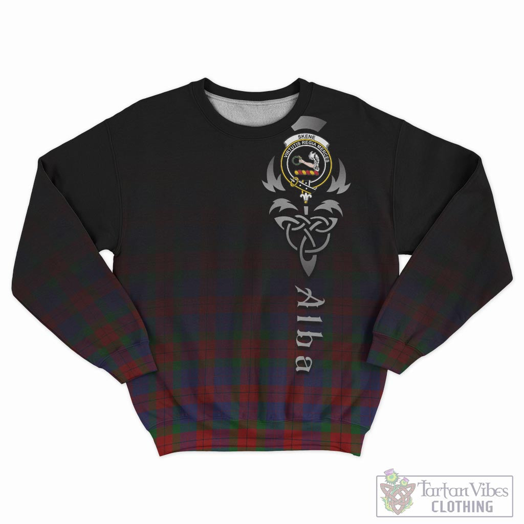 Tartan Vibes Clothing Skene of Cromar Tartan Sweatshirt Featuring Alba Gu Brath Family Crest Celtic Inspired