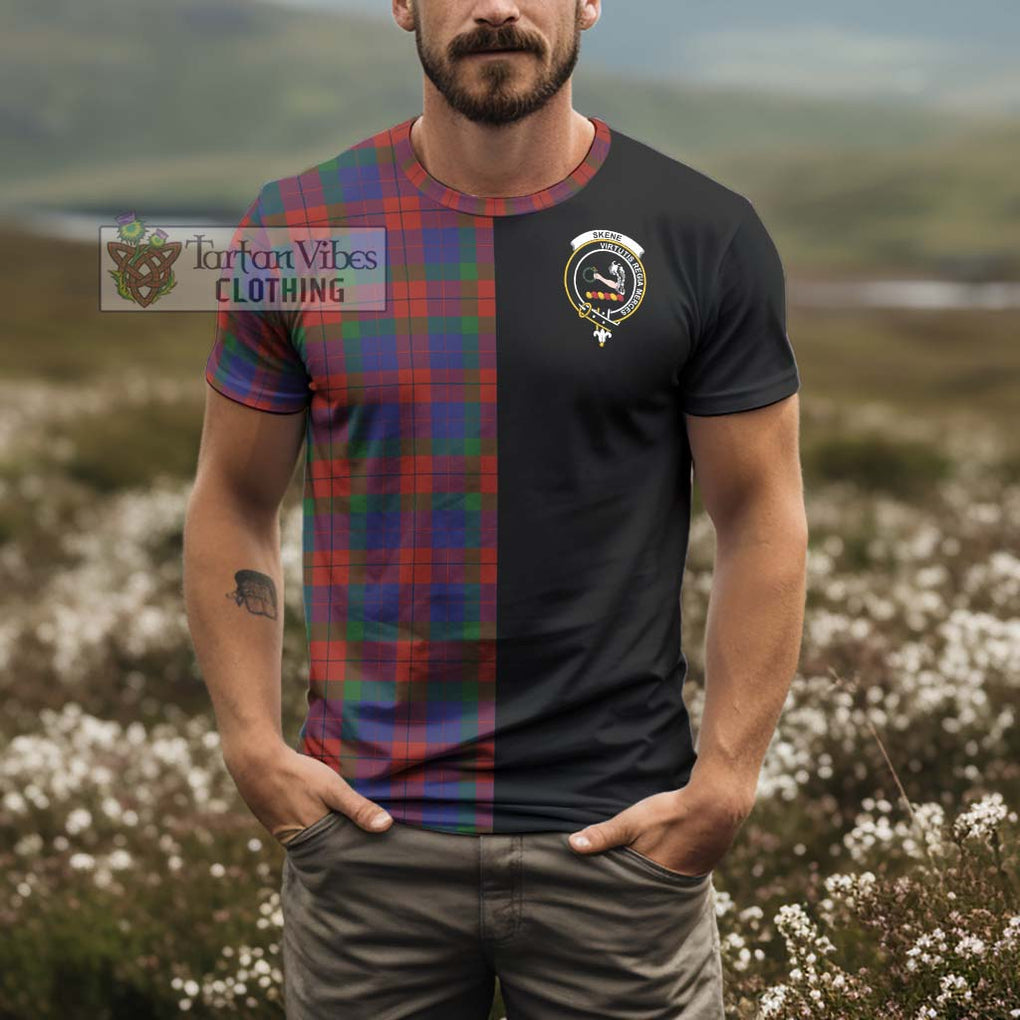 Skene of Cromar Tartan T-Shirt with Family Crest and Half Of Me Style - Tartanvibesclothing Shop