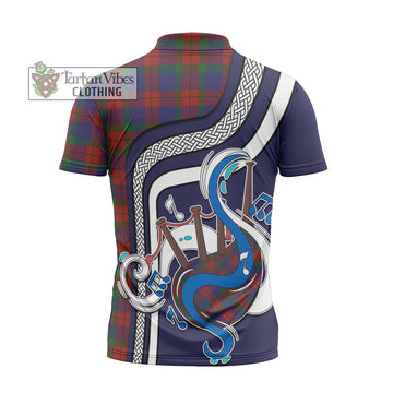 Skene of Cromar Tartan Zipper Polo Shirt with Epic Bagpipe Style