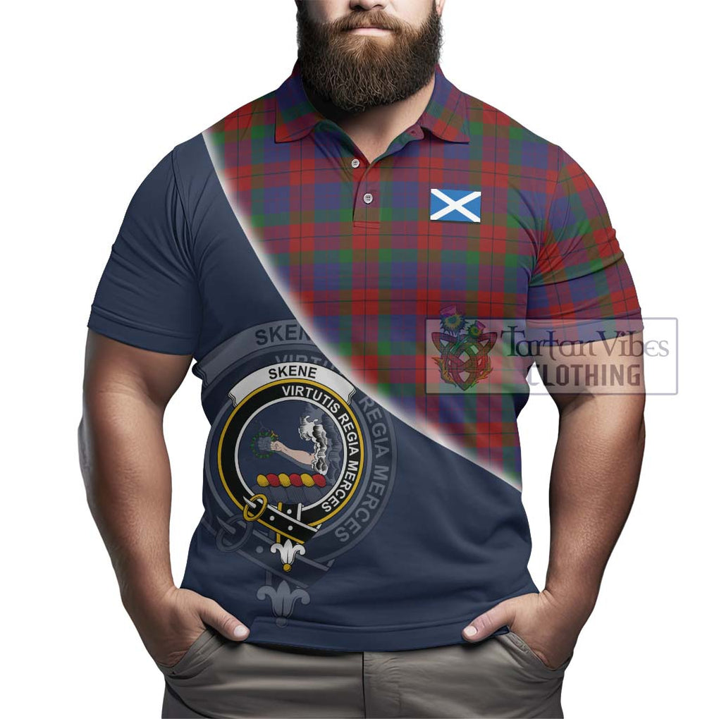 Skene of Cromar Tartan Polo Shirt with Personalised National Flag and Family Crest Half Style - Tartanvibesclothing Shop