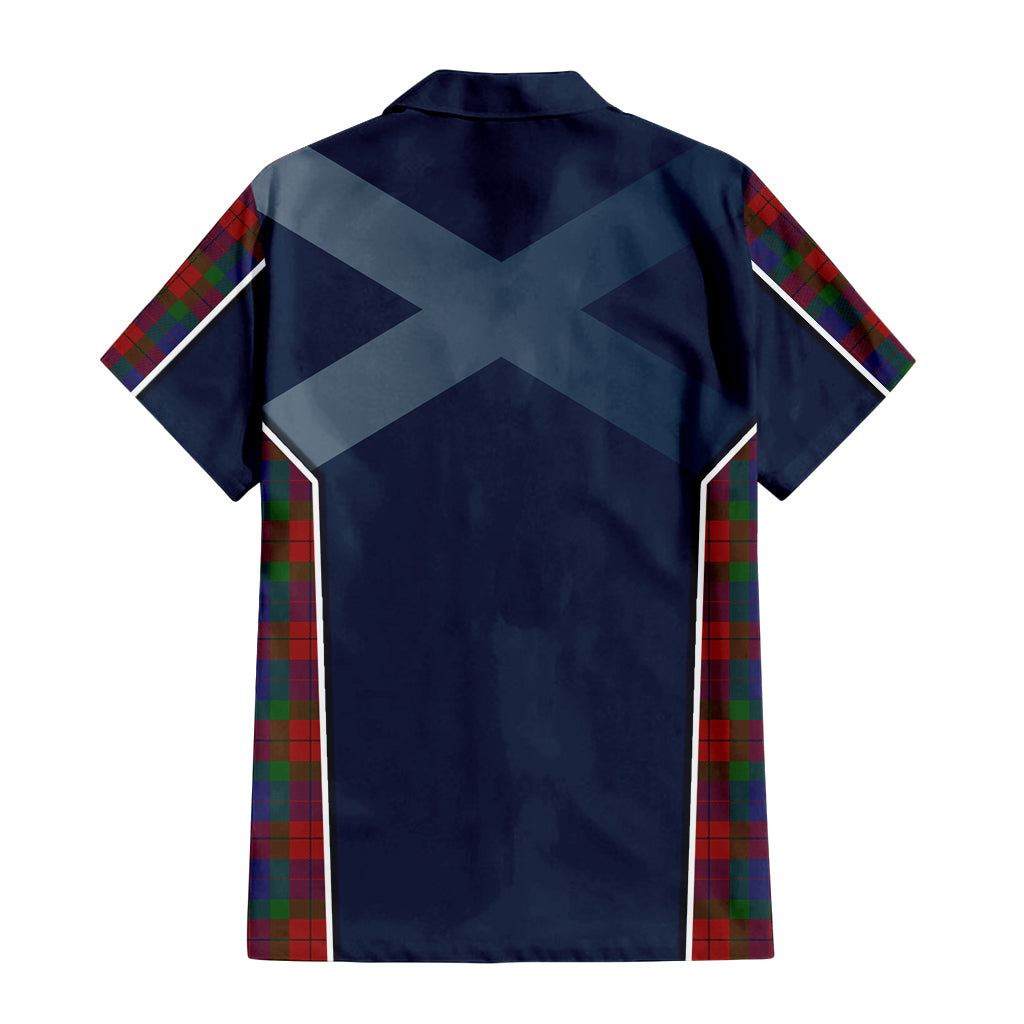 Tartan Vibes Clothing Skene of Cromar Tartan Short Sleeve Button Up Shirt with Family Crest and Scottish Thistle Vibes Sport Style