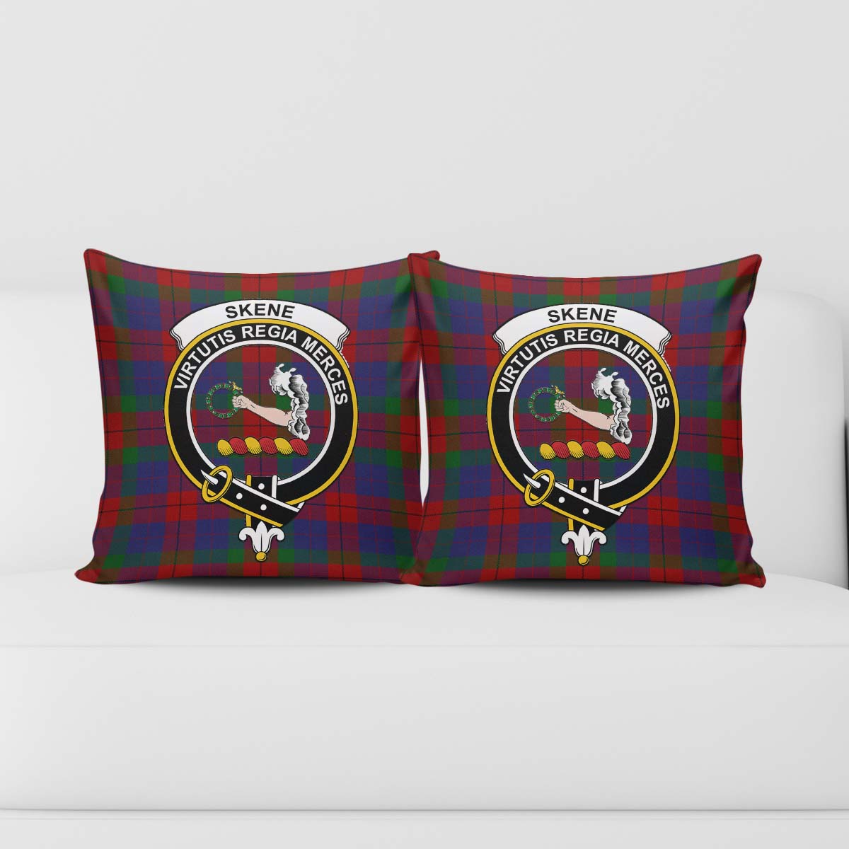 Skene of Cromar Tartan Pillow Cover with Family Crest - Tartanvibesclothing