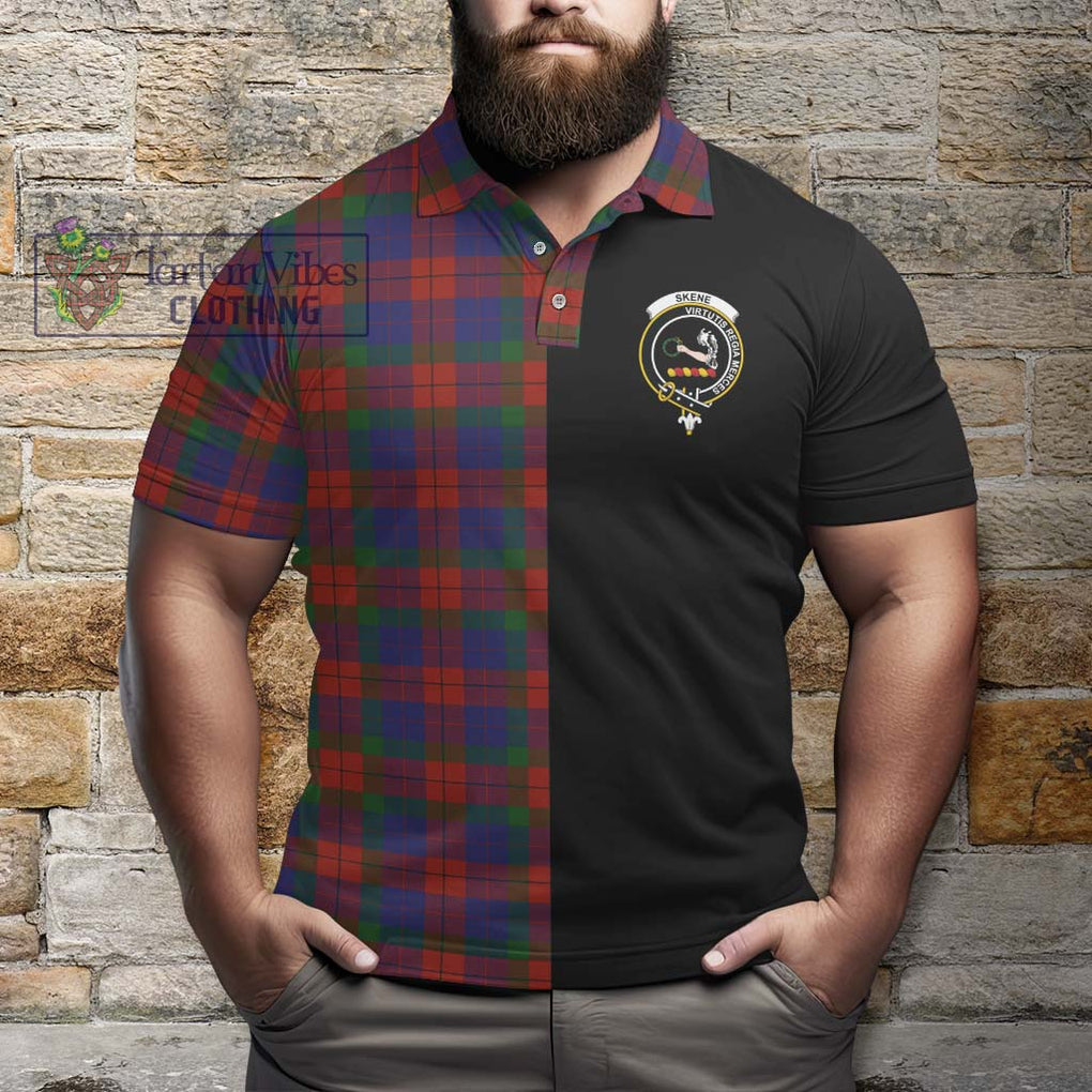 Skene of Cromar Tartan Polo Shirt with Family Crest and Half Of Me Style - Tartanvibesclothing Shop