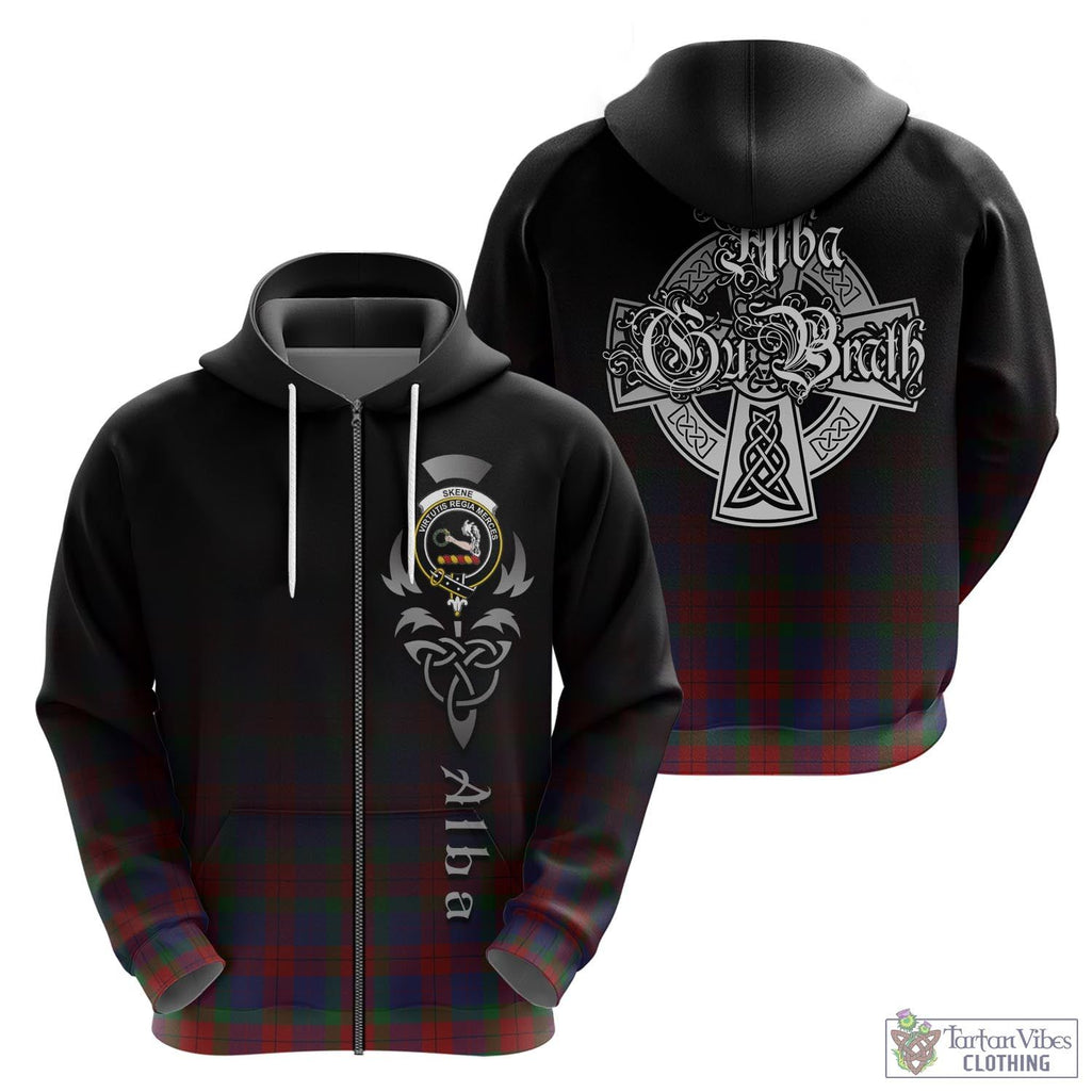 Tartan Vibes Clothing Skene of Cromar Tartan Hoodie Featuring Alba Gu Brath Family Crest Celtic Inspired