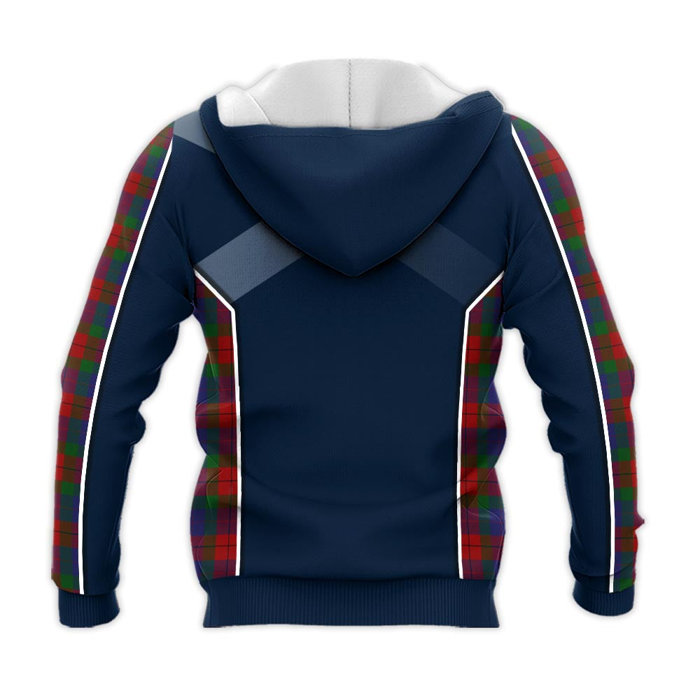 Tartan Vibes Clothing Skene of Cromar Tartan Knitted Hoodie with Family Crest and Scottish Thistle Vibes Sport Style