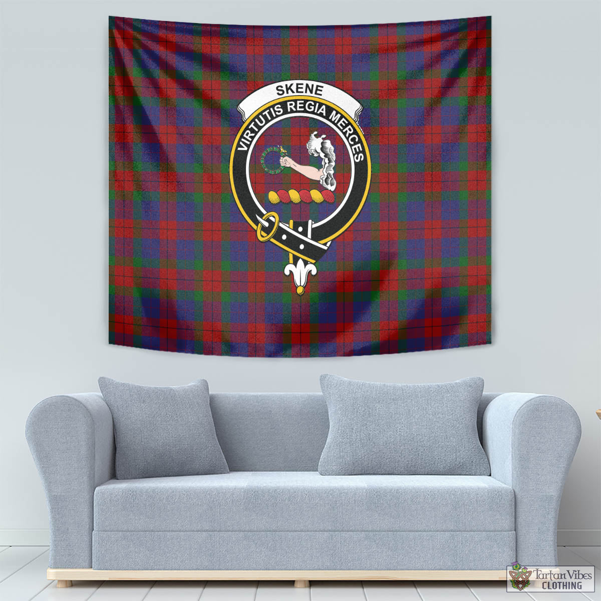 Tartan Vibes Clothing Skene of Cromar Tartan Tapestry Wall Hanging and Home Decor for Room with Family Crest