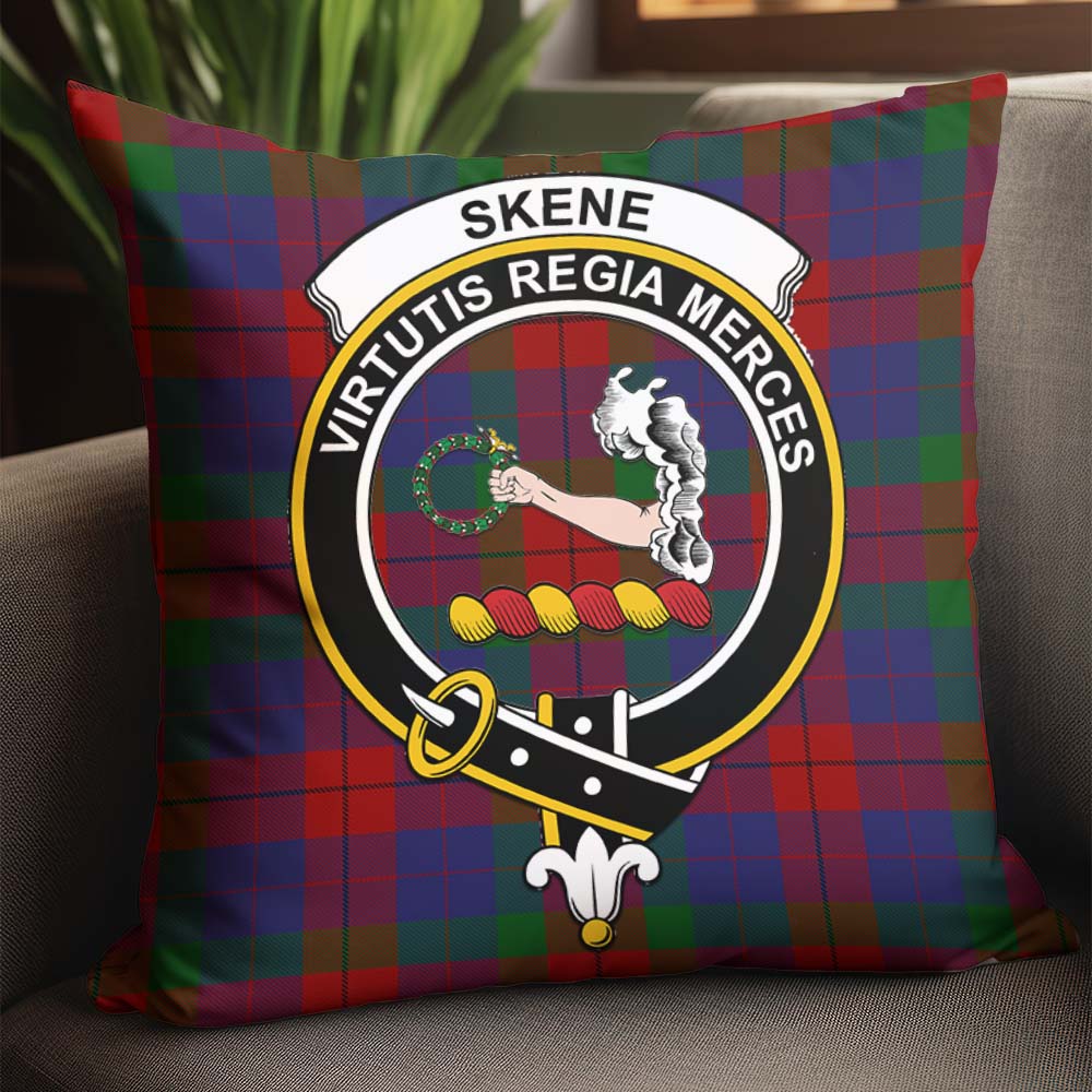 Skene of Cromar Tartan Pillow Cover with Family Crest - Tartanvibesclothing