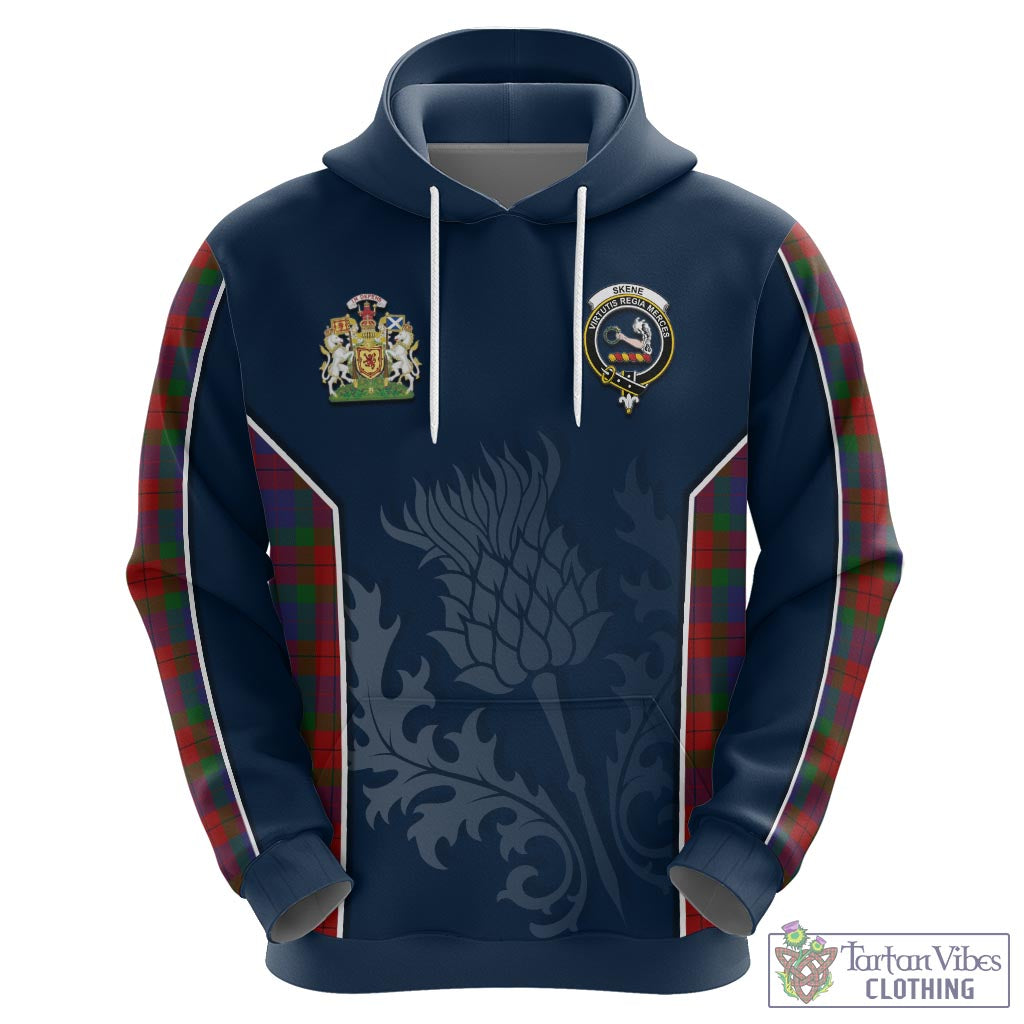 Tartan Vibes Clothing Skene of Cromar Tartan Hoodie with Family Crest and Scottish Thistle Vibes Sport Style