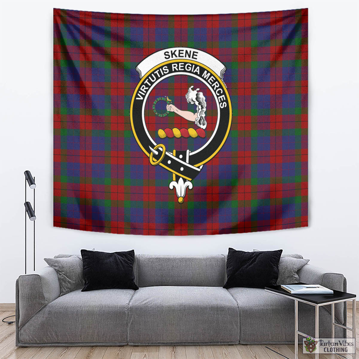 Tartan Vibes Clothing Skene of Cromar Tartan Tapestry Wall Hanging and Home Decor for Room with Family Crest