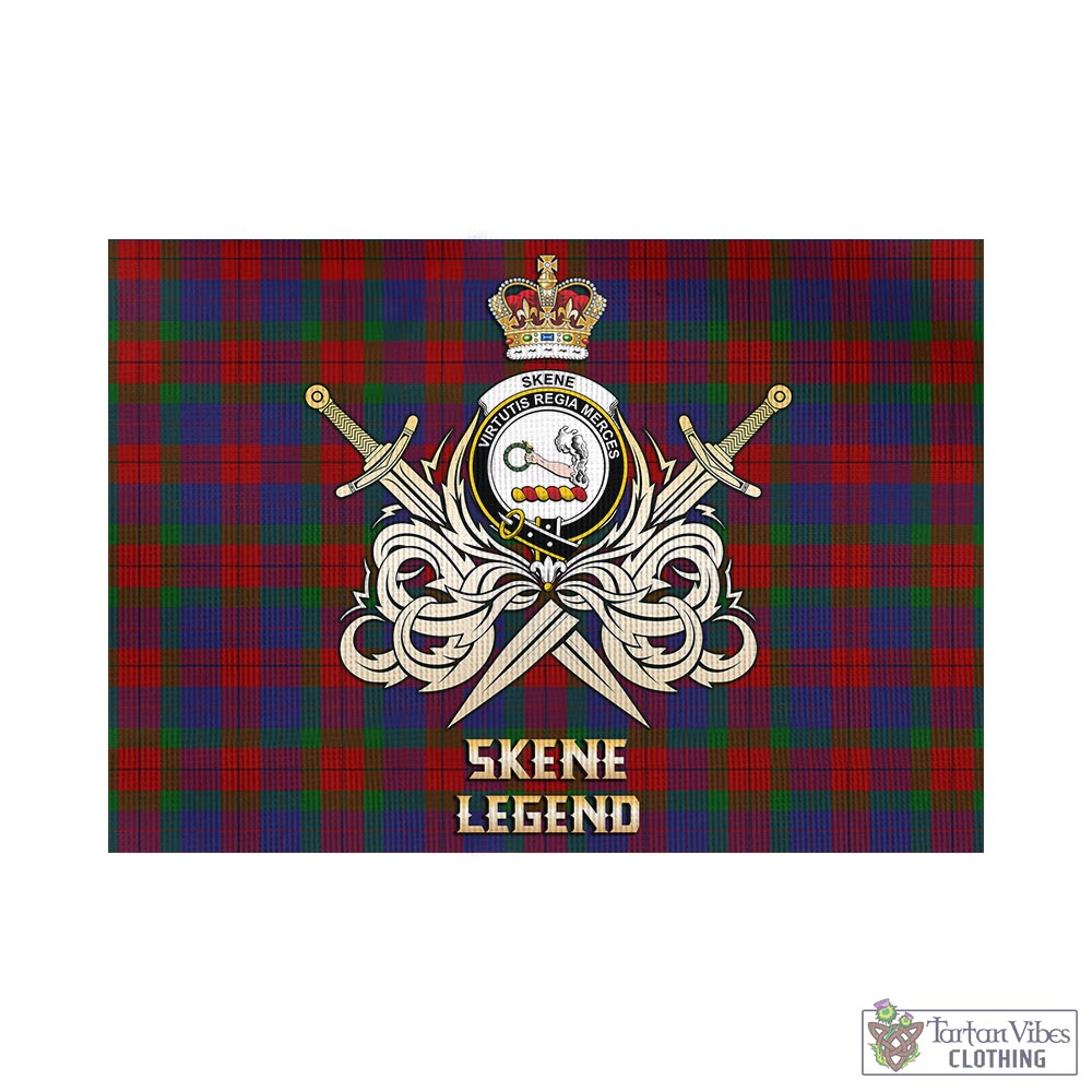 Tartan Vibes Clothing Skene of Cromar Tartan Flag with Clan Crest and the Golden Sword of Courageous Legacy