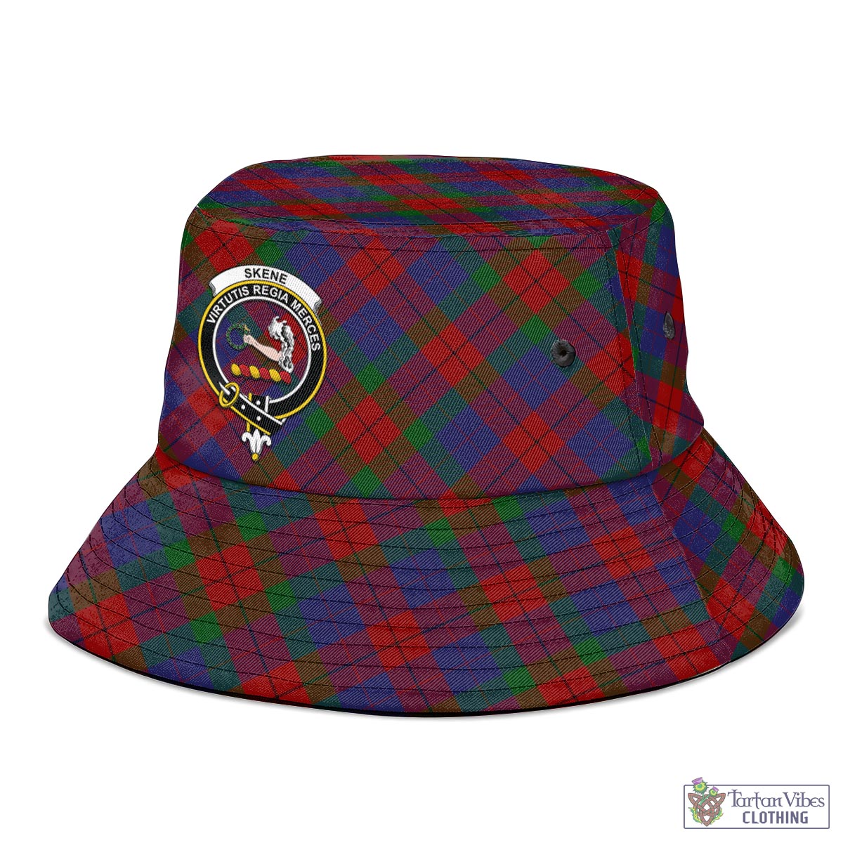 Tartan Vibes Clothing Skene of Cromar Tartan Bucket Hat with Family Crest