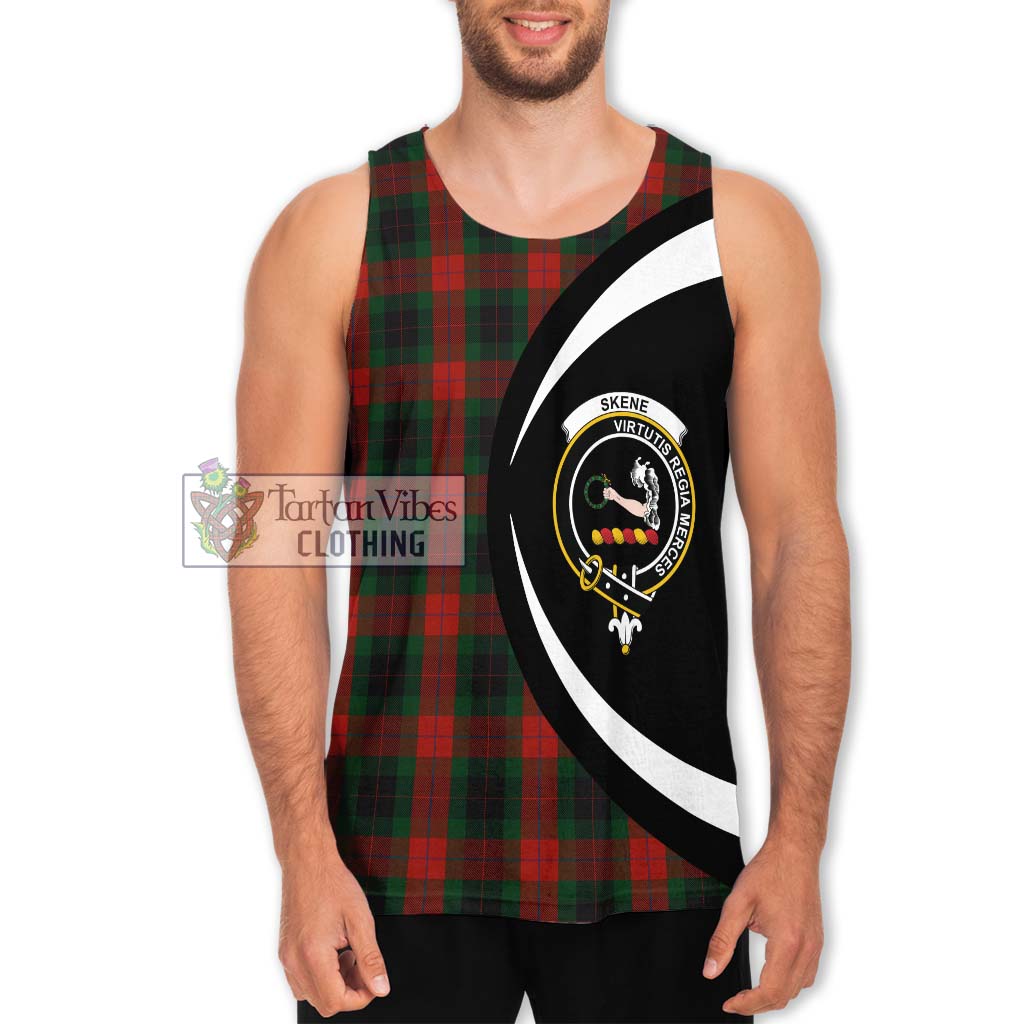 Skene of Cromar Black Tartan Men's Tank Top with Family Crest Circle Style Men - Tartan Vibes Clothing