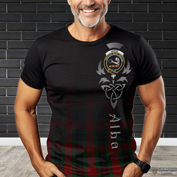 Skene of Cromar Black Tartan T-Shirt Featuring Alba Gu Brath Family Crest Celtic Inspired