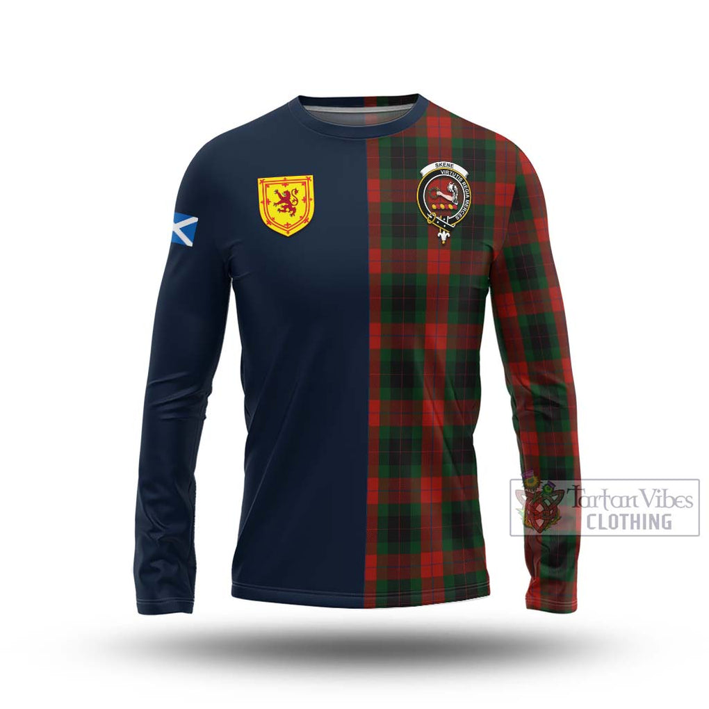 Tartan Vibes Clothing Skene of Cromar Black Tartan Long Sleeve T-Shirt with Scottish Lion Royal Arm Half Style