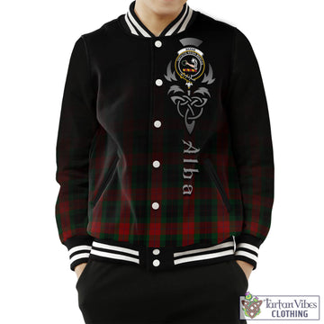 Skene of Cromar Black Tartan Baseball Jacket Featuring Alba Gu Brath Family Crest Celtic Inspired