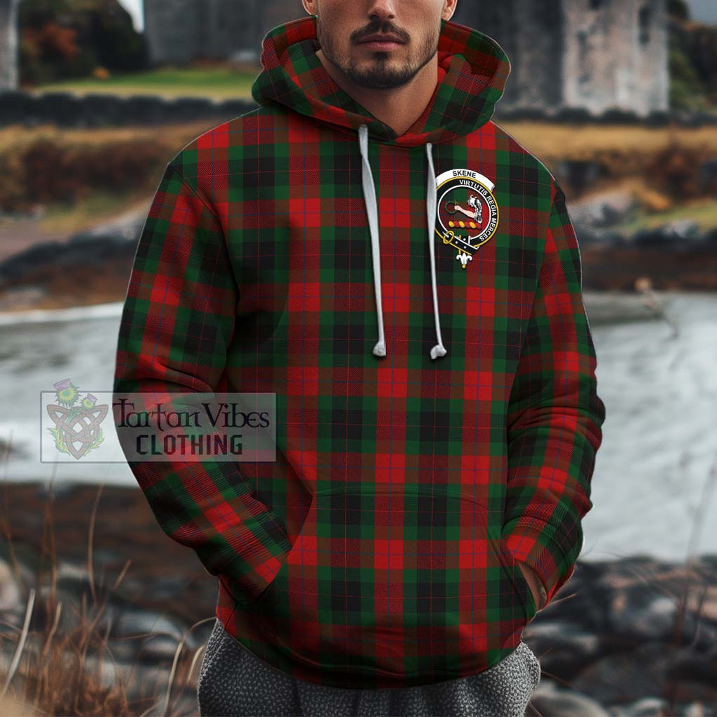 Skene of Cromar Black Tartan Cotton Hoodie with Family Crest Pullover Hoodie XS - Tartan Vibes Clothing