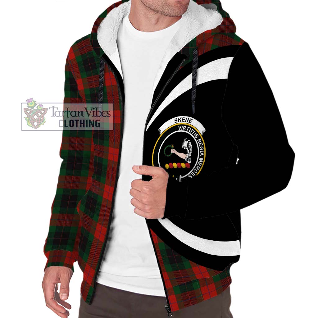 Skene of Cromar Black Tartan Sherpa Hoodie with Family Crest Circle Style Unisex S - Tartan Vibes Clothing