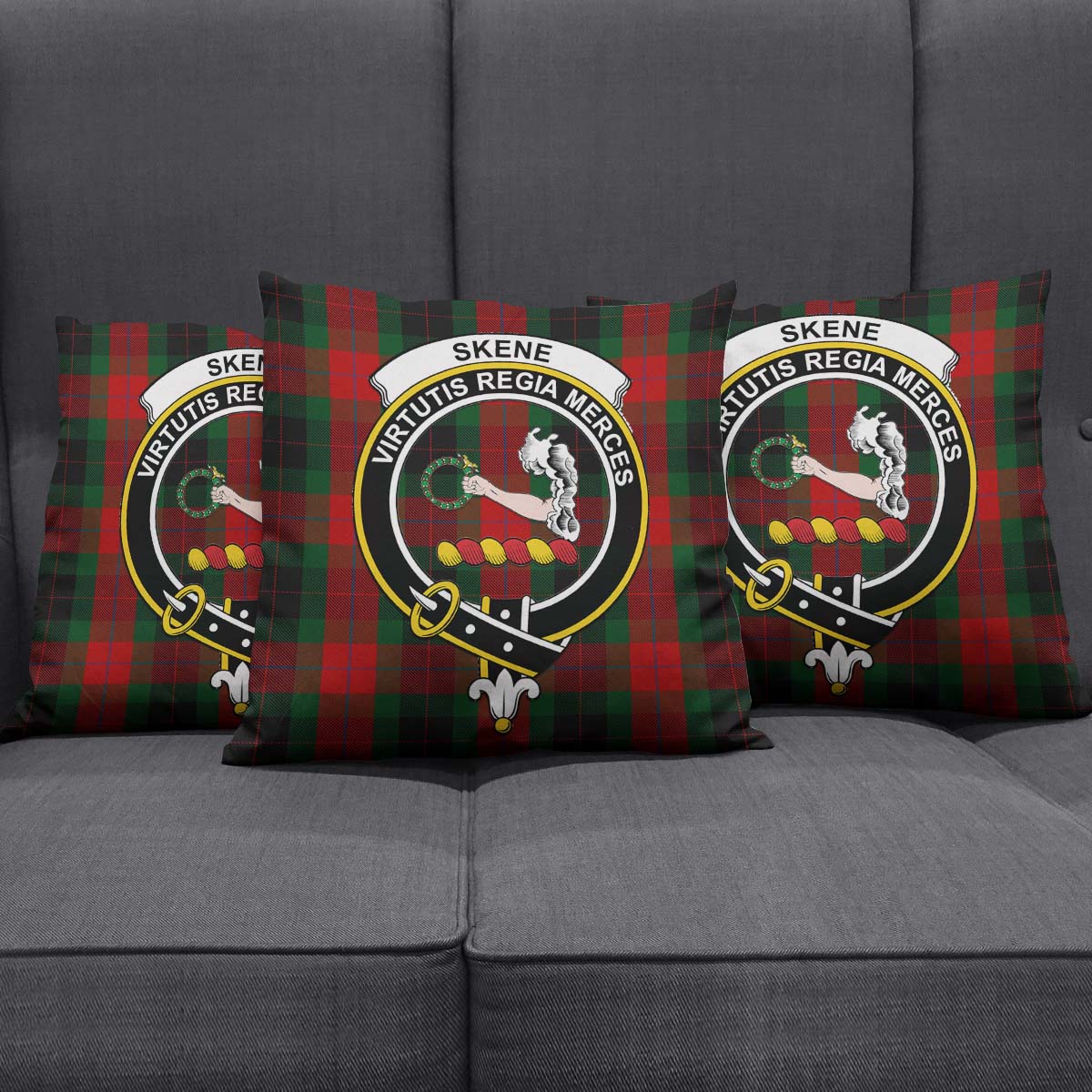 Skene of Cromar Black Tartan Pillow Cover with Family Crest Square Pillow Cover - Tartanvibesclothing