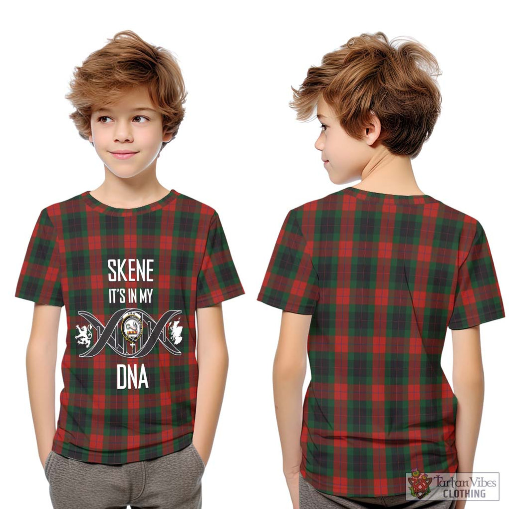 Skene of Cromar Black Tartan Kid T-Shirt with Family Crest DNA In Me Style Youth XL Size14 - Tartanvibesclothing Shop