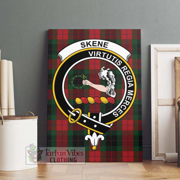 Skene of Cromar Black Tartan Canvas Print Wall Art with Family Crest