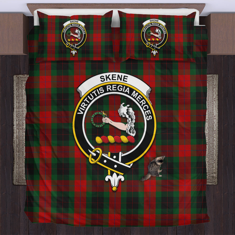 Skene of Cromar Black Tartan Bedding Set with Family Crest US Bedding Set - Tartan Vibes Clothing