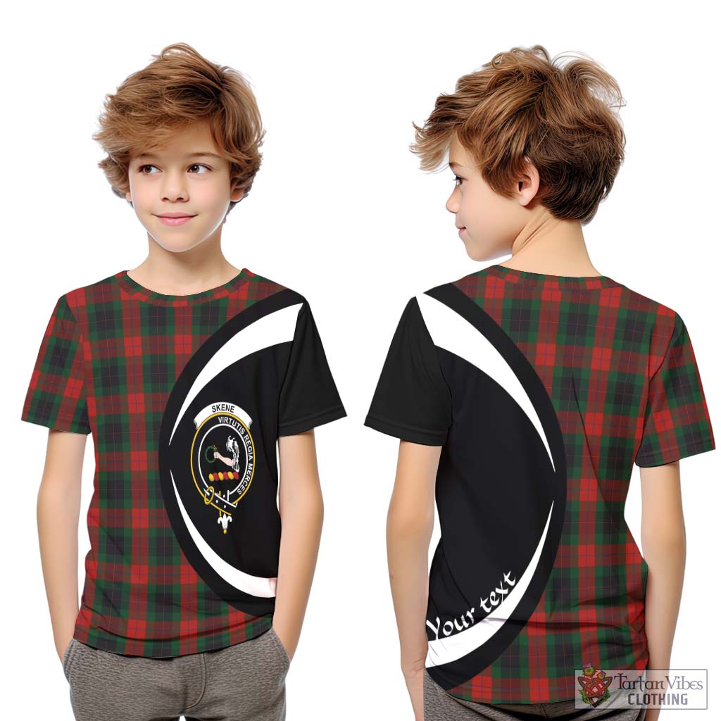 Skene of Cromar Black Tartan Kid T-Shirt with Family Crest Circle Style Youth XL Size14 - Tartan Vibes Clothing