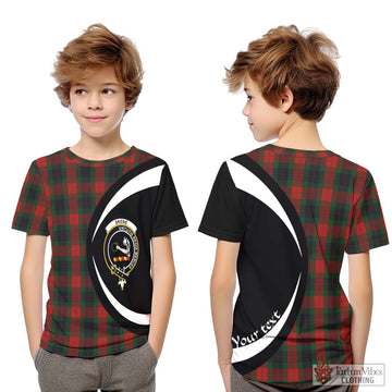 Skene of Cromar Black Tartan Kid T-Shirt with Family Crest Circle Style