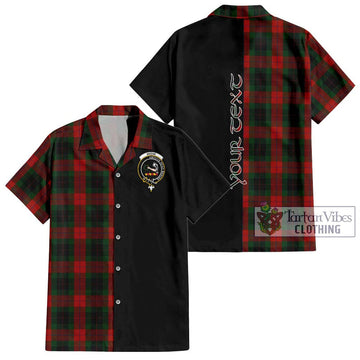 Skene of Cromar Black Tartan Short Sleeve Button Shirt with Family Crest and Half Of Me Style