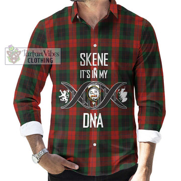 Skene of Cromar Black Tartan Long Sleeve Button Shirt with Family Crest DNA In Me Style