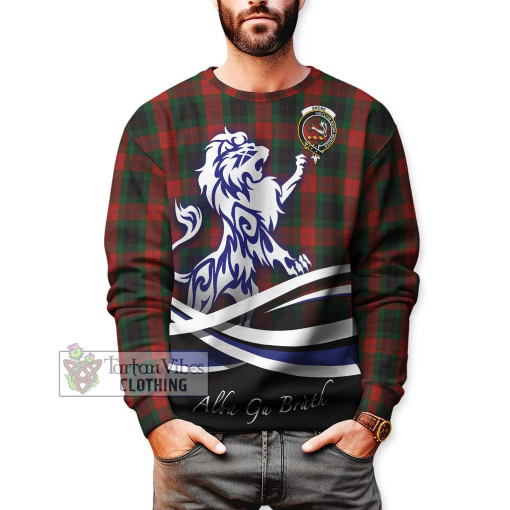 Skene of Cromar Black Tartan Sweatshirt with Alba Gu Brath Regal Lion Emblem Unisex - Tartanvibesclothing Shop