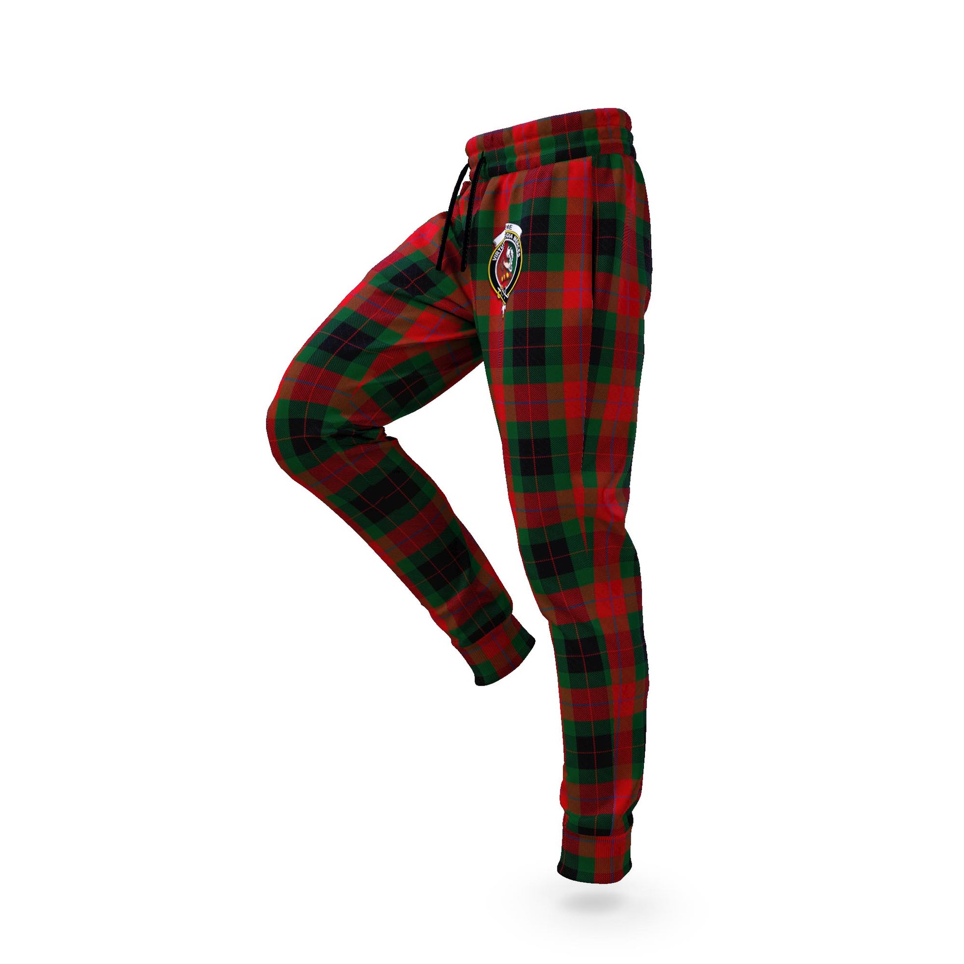 Skene of Cromar Black Tartan Joggers Pants with Family Crest S - Tartan Vibes Clothing