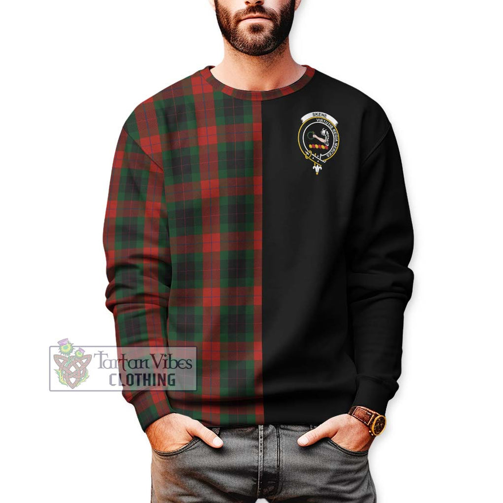 Skene of Cromar Black Tartan Sweatshirt with Family Crest and Half Of Me Style Unisex - Tartanvibesclothing Shop