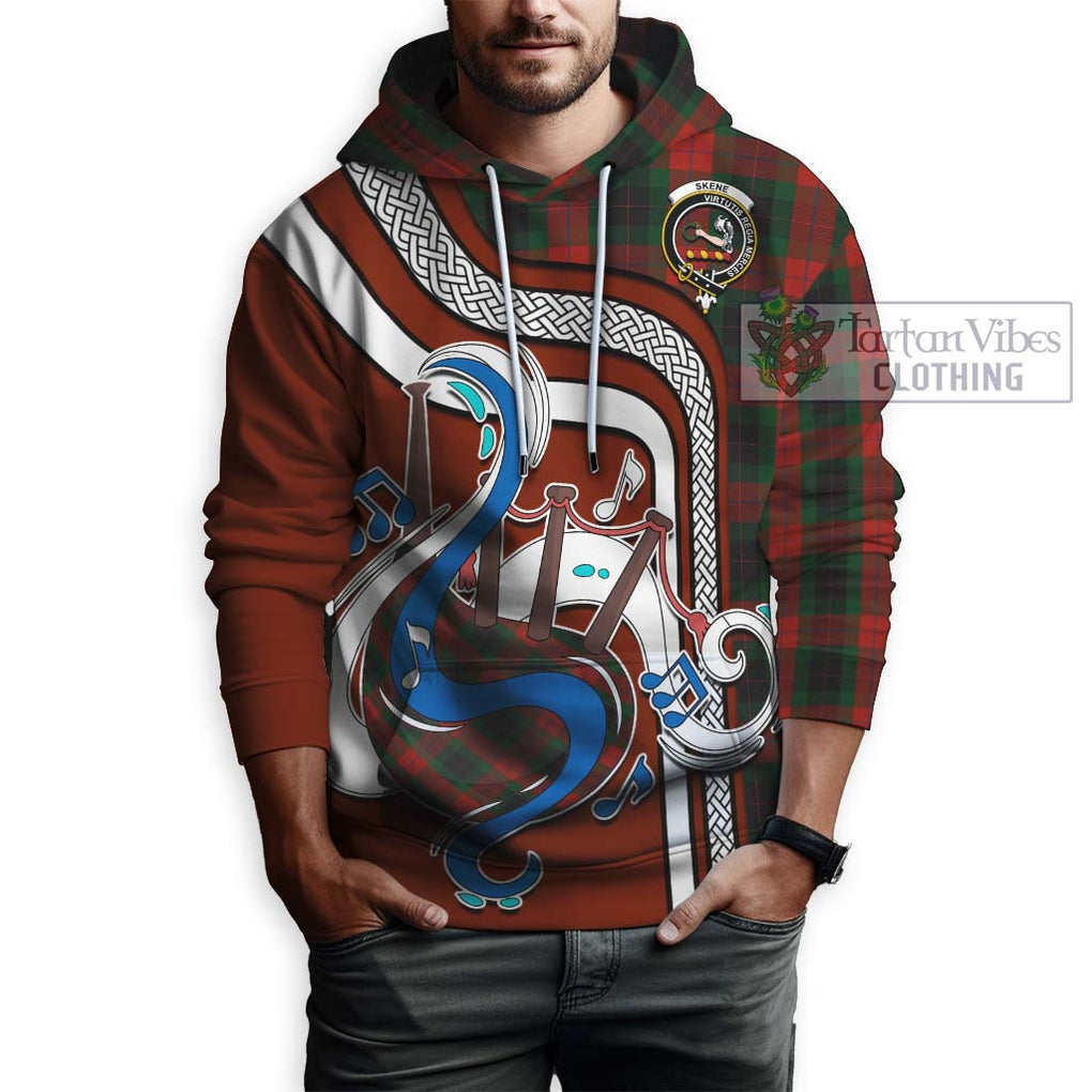 Skene of Cromar Black Tartan Hoodie with Epic Bagpipe Style Zip Hoodie - Tartanvibesclothing Shop