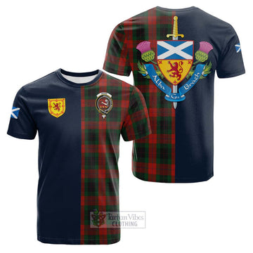 Skene of Cromar Black Tartan Cotton T-shirt Alba with Scottish Lion Royal Arm Half Style