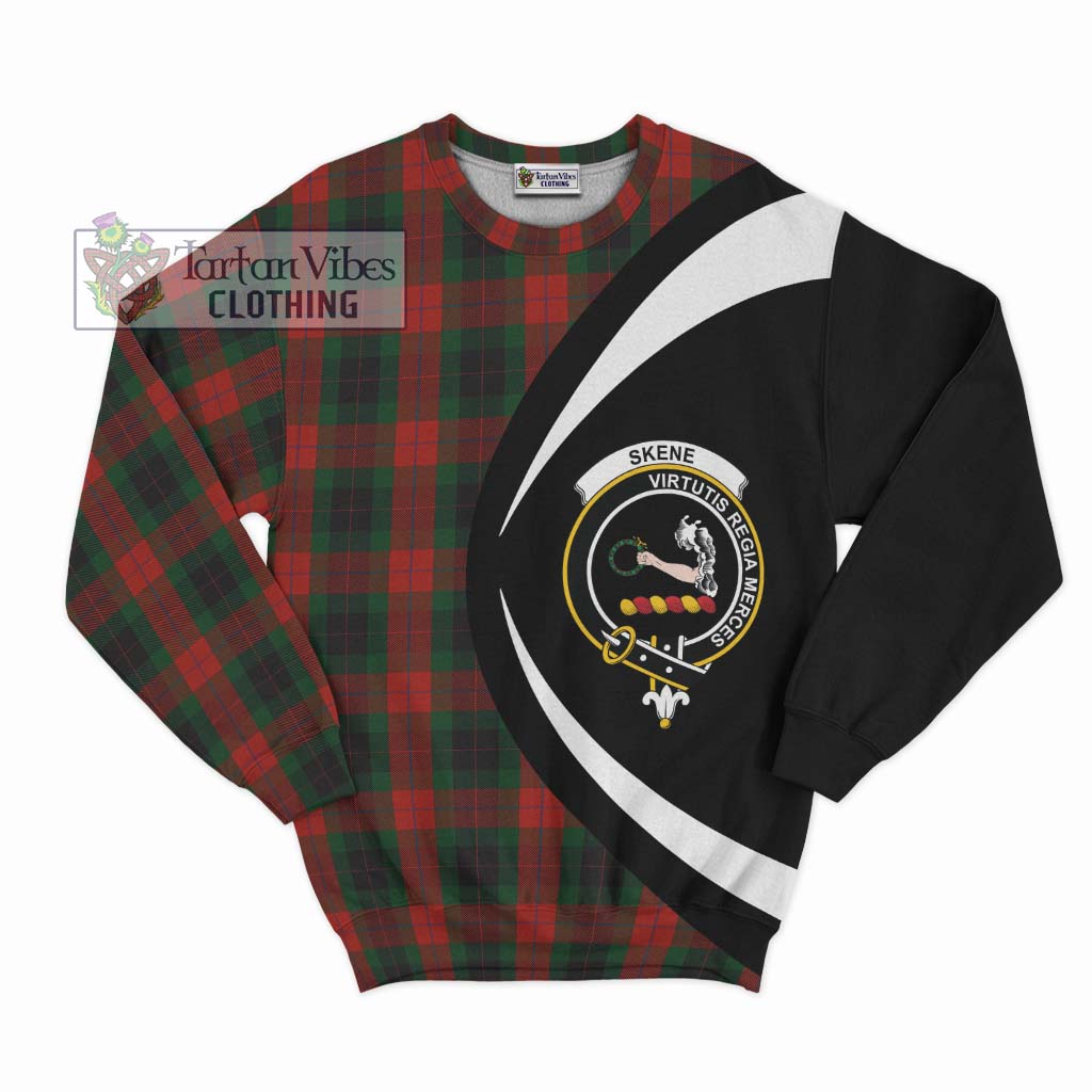 Skene of Cromar Black Tartan Sweatshirt with Family Crest Circle Style Unisex - Tartan Vibes Clothing