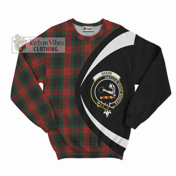 Skene of Cromar Black Tartan Sweatshirt with Family Crest Circle Style