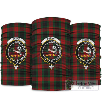 Skene of Cromar Black Tartan Neck Gaiters, Tartan Bandanas, Tartan Head Band with Family Crest