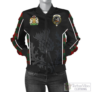 Skene of Cromar Black Tartan Bomber Jacket with Family Crest and Scottish Thistle Vibes Sport Style