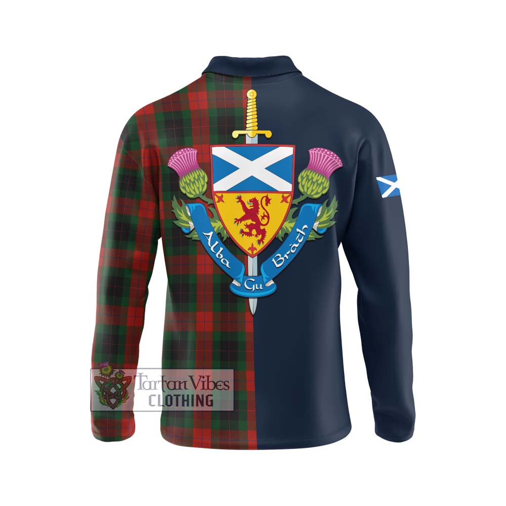 Tartan Vibes Clothing Skene of Cromar Black Tartan Long Sleeve Polo Shirt with Scottish Lion Royal Arm Half Style